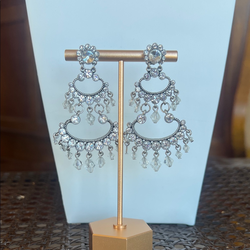 Vintage Avon Silver Crystal Drop Earrings